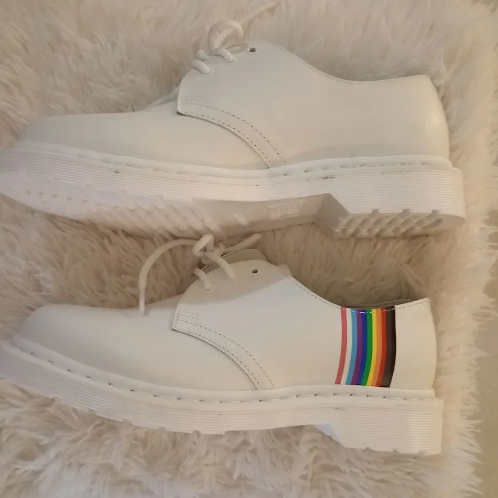 Dr. Martin's Pride Edition 1451 Oxfords, White With Rainbow Detail